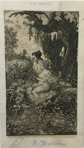 BRESDIN RODOLPHE DEUX BAIGNEUSES AU BORD DE L EAU GRAVURE 1861 - Foto 1 di 1