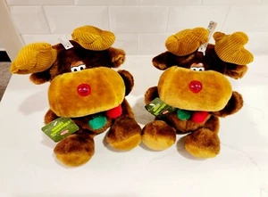 2 VINTAGE FUN WORLD Rudolph the Red Nosed Reindeer Plush w/Light-Up Nose. - Picture 1 of 12