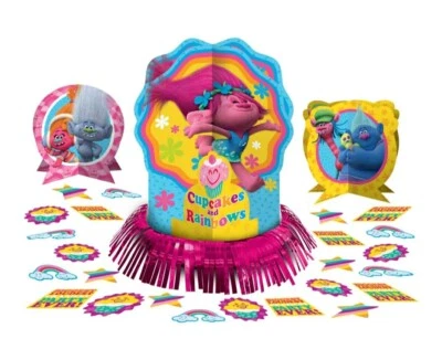 Trolls Table Decorating Kit 3 Centerpieces + 20 Confetti Pieces Birthday Party   - Image 1 of 3