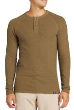 Long Sleeve Shirt Men's Mountain Green Henley Alpine Design - Size LARGE