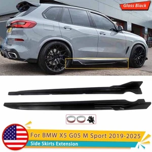 Fits 2019-2025 BMW G05 X5 M Sport Side Skirts Extension Panel Gloss Black 2Pcs - Picture 1 of 18