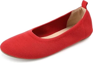 Journee Collection Abito Ballerine Donna Maglia Jersie Pieghevole, Rosso Taglia 5,5W - Foto 1 di 4