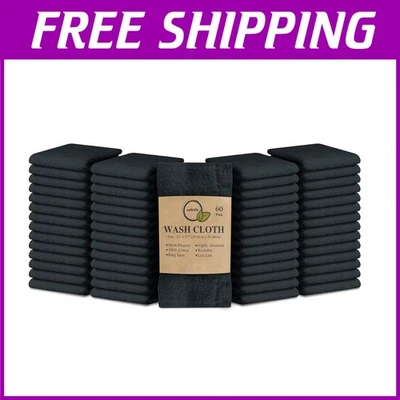 Grey Face Towels 60 Pack Cotton Washcloths - Image 1 of 4