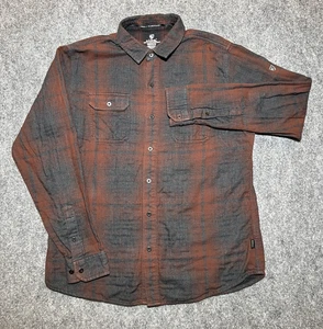 Kuhl Dillingr Flannel Shirt Size Medium Cotton Tencel Red Gray Plaid Pockets L/S - Picture 1 of 15