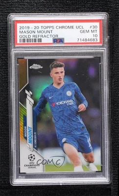 2019 Topps Chrome UCL Gold Refractor 48/50 Mason Mount PSA 10 GEM MT Rookie RC - Image 1 of 3