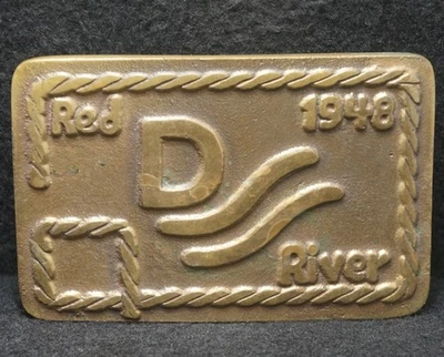 XB23160 VINTAGE 1970s **1948 RED RIVER** JOHN WAYN MOVIE SOLID BRASS BELT BUCKLE - Image 1 of 2