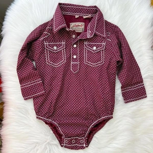 Rafter C Cowboy Collection Burgundy long sleeve one piece, 18 mos - Picture 1 of 6