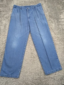 Haggar Straight Leg Jeans Herren Größe 36x30 Blau Denim Baumwolle Plissee Vintage #2 - Bild 1 von 16