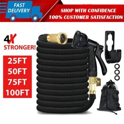 Manguera de agua de jardín flexible expandible de lujo 4 unidades más fuerte (25 pies, 50 pies, 75 pies, 100 pies) Foto 1 de 4