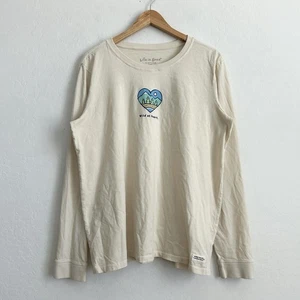 Life is Good Shirt Women XL Long Sleeve Crusher Wild at Heart Outdoor Ivory - Picture 1 of 9