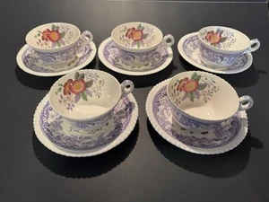 Copeland Spode Vintage Mayflower England Set Of 5 Tea Cups & Saucers Read Note - Picture 1 of 13