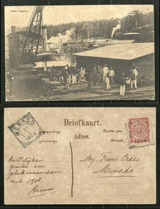 Sello de barco de vapor del puerto de Balikpapan Borneo Kalimantan Indonesia 1899 - Imagen 1 de 3