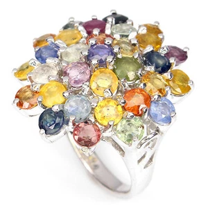 BIG! 60.17ct! NATURAL AAA TOP FANCY SAPPHIRE 925 S,SILVER RiING,SIZE 9.0 - Imagen 1 de 11