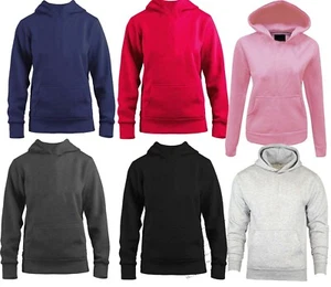 Children's Kids Hooded Sweatshirt Jumper Plain Pullover Sweater Hoodie 3-13 Hood - Picture 1 of 9