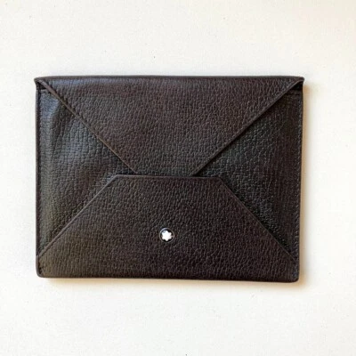 Mont Blanc Auténtico Cuero Estuche para Cartas Tarjetero Foto 1 de 4