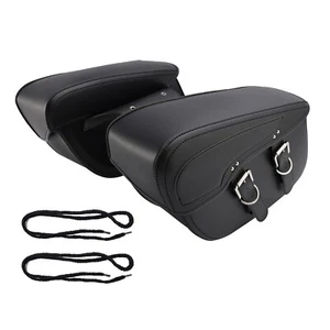 Alforja Universal Almacenamiento Lateral Bolsa Trasera PU Equipaje Negro 42L Para Motocicleta EE. UU. - Imagen 1 de 12