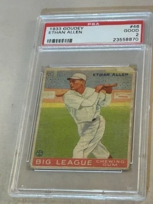 1933 GOUDEY #46 ETHAN ALLEN PSA GOOD 2 ST. LOUIS CARDINALS BASEBALL CARD. - Image 1 of 2
