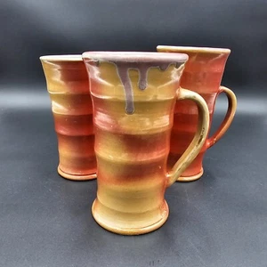 Studio Kunst Keramik Stein Becher 3er Set handgefertigt Holz gebrannt groß - Bild 1 von 11