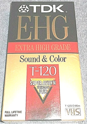 TDK E-HG EXTRA ALTA CALIDAD SONIDO Y COLOR T-120 CINTA VHS EN BLANCO - NUEVO SELLADO Foto 1 de 4