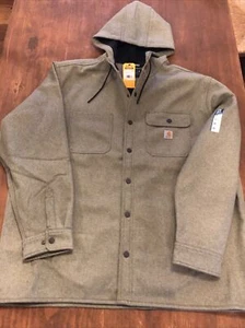 Men’s Carhartt RAIN DEFENDER Heavyweight Hooded Shirt Jacket Green 2XL NWT - Picture 1 of 12