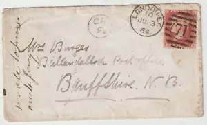1864 LONDON EC 71 DUPLEX ZU BALLINDALLOCH PO CR/F KREIS VON KALEDONISCHER EISENBAHN - Bild 1 von 2