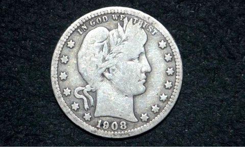 1908 p Barber Quarter * 90% Silver ** VG+/FINE ** FREE SHIPPING Cover