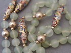 Pale Jade Green Color Stone Cloisonne Bead Strand 34" knotted Necklace 1b 75
