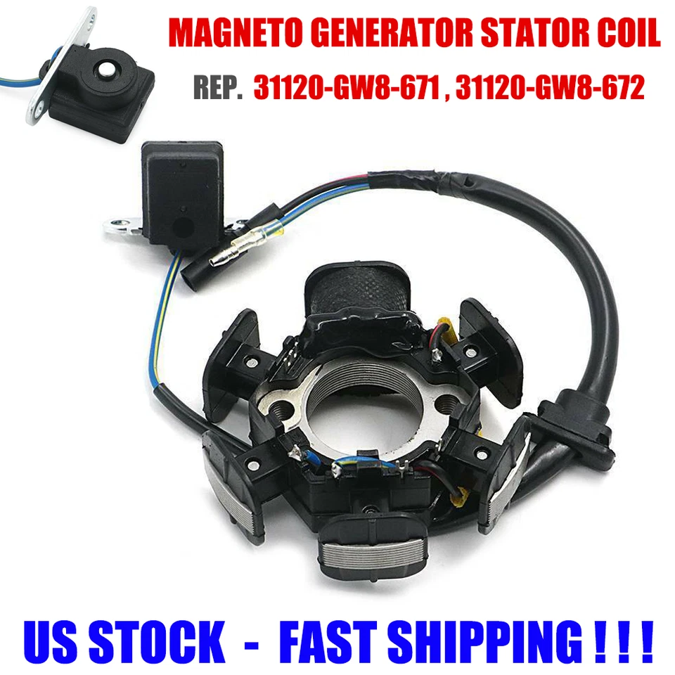 Bobina de estator gerador Magneto para 1988-2018 Honda CRF50F CRF70F XR50R XR70R Z50R - Imagem 1 de 4