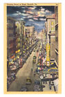 Norfolk VA Postcard, Granby St. at Night, Posted 1951, Linen