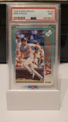 MIKE PIAZZA PSA 9 MINT ⚾️ 1992 Fleer Update Baseball HOF Rookie Card #U-92 - Image 1 of 2