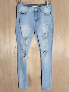 so jeans womens size 9/29w jegging low rise distressed stretch denim blue - Imagen 1 de 14