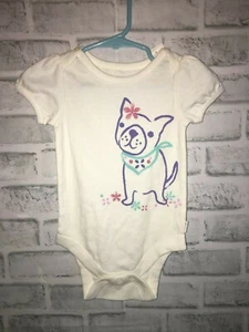 NUEVO CON ETIQUETAS BABYGAP BABY GAP NIÑAS 6-12 MESES BODY UNA PIEZA PERRO FLORES BLANCAS CAMISETA - Imagen 1 de 2
