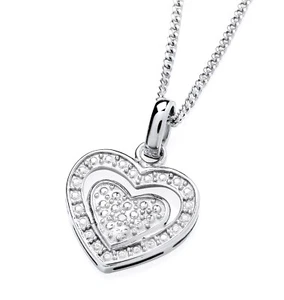 925 Sterling Silver Real Diamond Heart Pendant Necklace + 16 18 20 inch Chain - Picture 1 of 8