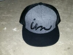 IMPERIAL MOTION Cap Trucker Hat Cursive Logo Snapback Gray Black Mesh Adjustable - Picture 1 of 5