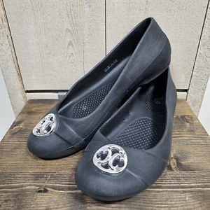 Crocs Women's Size 7- Black Gianna Disc Ballet Flat Medallion Toe 202261 - Picture 1 of 8