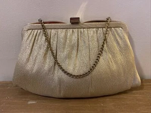 Vintage 60's Gold clutch purse gold chain disco wedding Excellent Condition - Picture 1 of 9