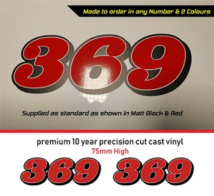 Retro Race Numbers upto 3 digits 75mm decals Stickers Motorcycle - Imagen 1 de 4