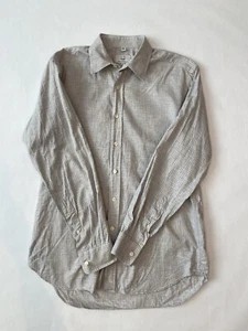 Men's Dunhill London Engineered Fit Formal Shirt Checkered Gray Large Collar - Picture 1 of 8