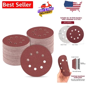 100 Stck. 5 Zoll 80er Körnung Haken und Schleife Schleifpapier für glattes Polieren & Schleifen - Bild 1 von 10