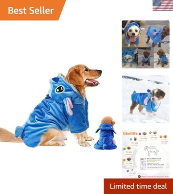 Soft Velvet XL Dog Costume - Cartoon Stitch Hoodie for Halloween & Christmas - Image 1 of 4