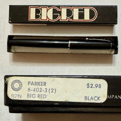 Bolígrafo Parker Big Red Vintage - Negro - con Banda Cromada - Nuevo Stock Antiguo - Nuevo de Lote Antiguo Foto 1 de 4