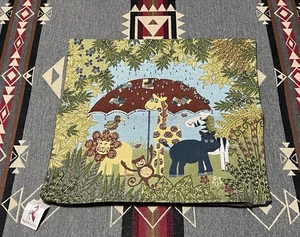 Tapestry & Co Kids Zebra Jungle Theme Tapestry Cushion Pillow Sham 18x18 NWT T36 - Picture 1 of 6