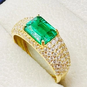 LUXUS Damen Ring Smaragd/Brillant Diamanten,Echtes 750 Gelbgold 18Karat,Neu.، - Bild 1 von 12