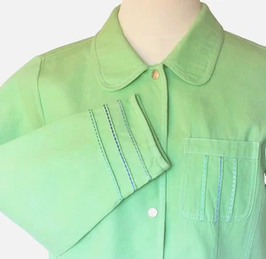 Denim & Co Jean Jacket Coat NEW Green Denim Lined Pockets Snap Closure Womens 1X - Picture 1 of 10