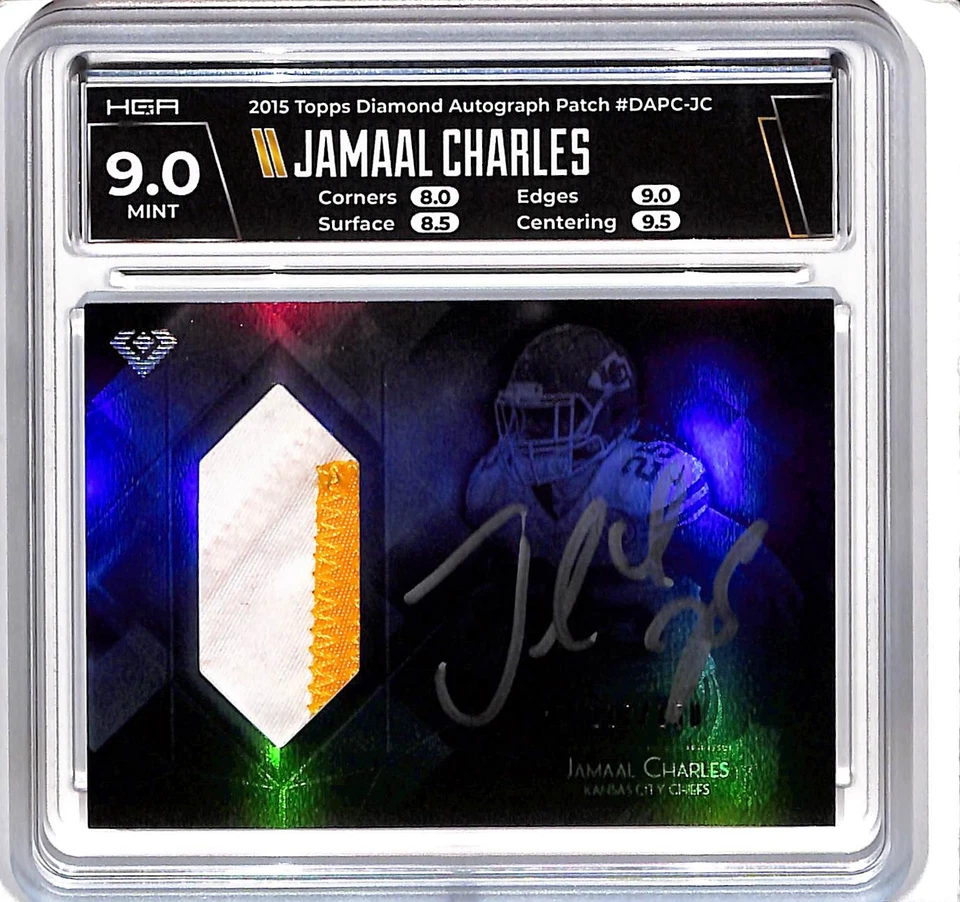 2015 Topps Diamond Jamaal Charles Patch Auto Autograph #117/150 HGA 9/10 Chiefs - Image 1 of 2