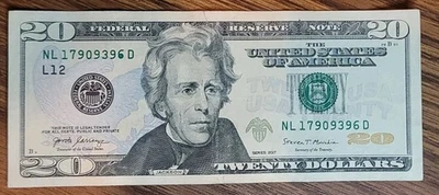 20 美元 20 美元钞票填充 6 英寸墨水着色错误编号 2017 — 第 1/4 张图片