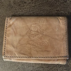 Cleveland Indians Chief Wahoo Leather Trifold Wallet - Picture 1 of 3