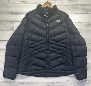 The North Face 550 Women's Goose Down Fill Jacket Black Quilted Puffer Size XL - Picture 1 of 8