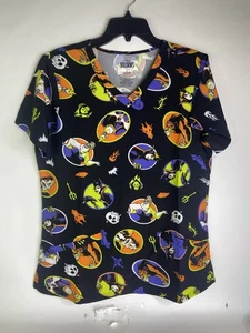 Disney Villains Maleficent Scar Hades Ursula Medical Scrub Top Womens Size M - Picture 1 of 5