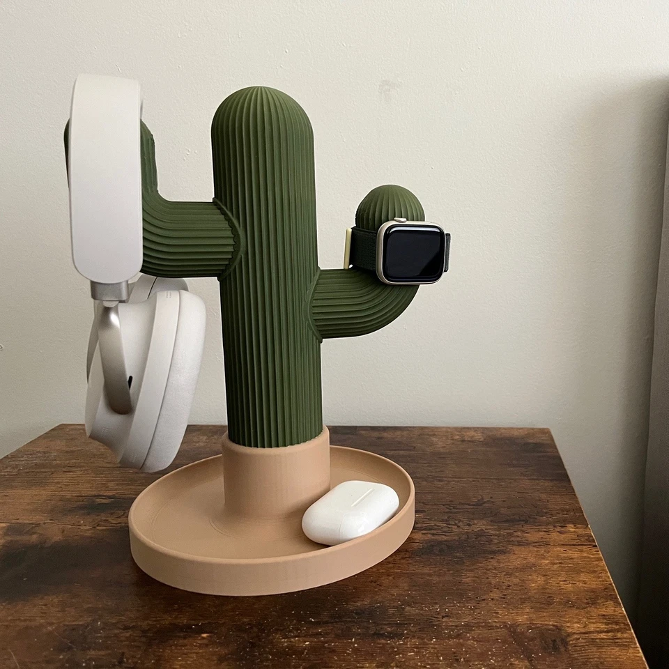 Soporte para auriculares y soporte para reloj Cactus - Organizador de escritorio para AirPods, Apple Watch. Foto 1 de 2